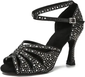 Golden Ballroom Sandals - Samba Tango Wedding Party Heels (8.5CM/3.35")