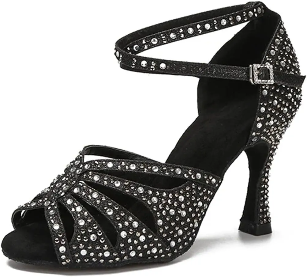 Golden Ballroom Sandals - Samba Tango Wedding Party Heels (8.5CM/3.35")