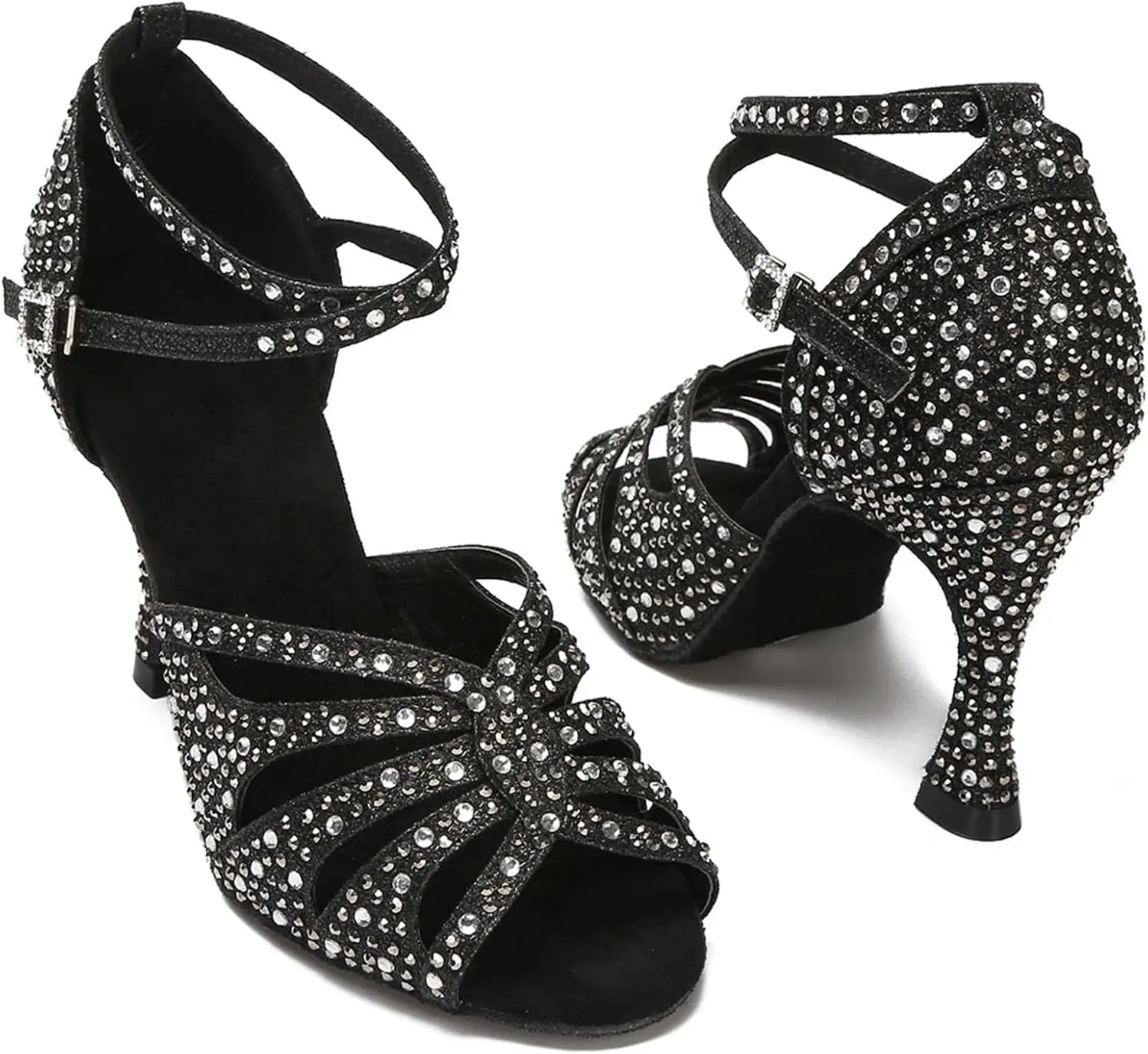 Golden Ballroom Sandals - Samba Tango Wedding Party Heels (8.5CM/3.35")