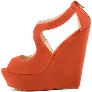 Gracemee Women Fashion Sandals Wedge High Heels Ankle Strap Party Heels Platform Peep Toe Summer Shoes RongbuOrange Size 35