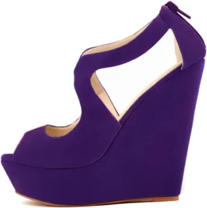 Gracemee Women Fashion Sandals Wedge High Heels Ankle Strap Party Heels Platform Peep Toe Summer Shoes RongbuPurple Size 35