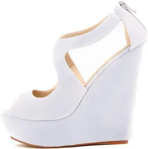 Gracemee Women Fashion Sandals Wedge High Heels Ankle Strap Party Heels Platform Peep Toe Summer Shoes RongbuWhite Size 35