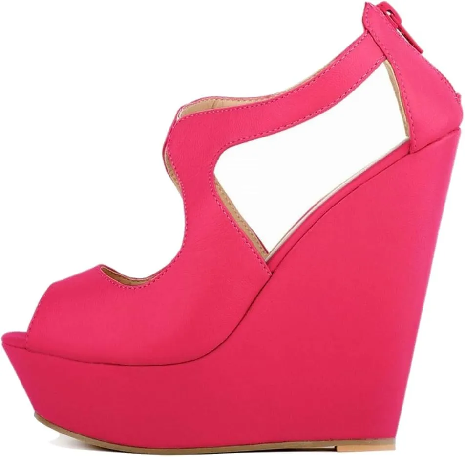 Gracemee Women Fashion Sandals Wedge High Heels Ankle Strap Party Heels Platform Peep Toe Summer Shoes YaguangCherry Size 35