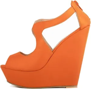 Gracemee Women Fashion Sandals Wedge High Heels Ankle Strap Party Heels Platform Peep Toe Summer Shoes YaguangOrange Size 35