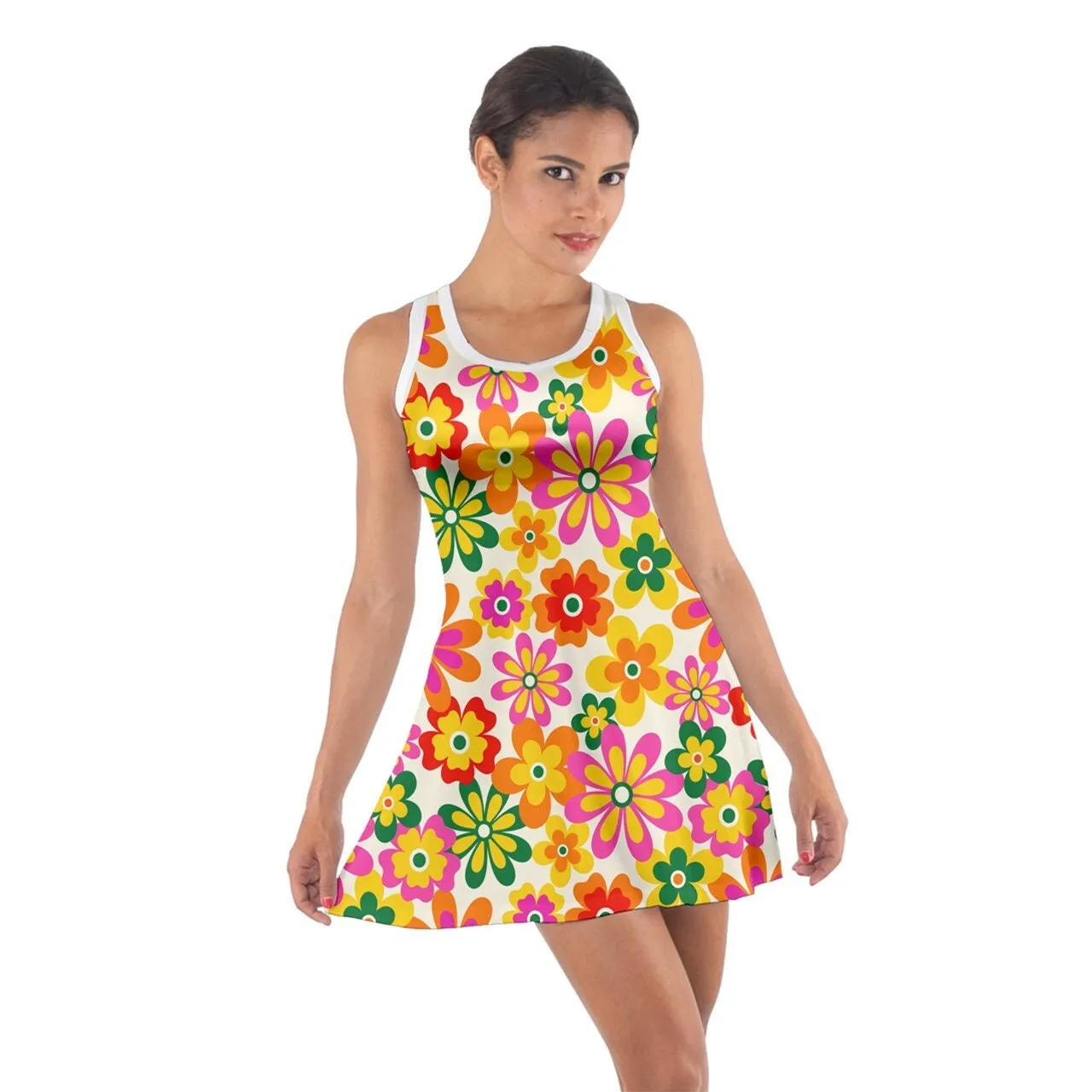 Green Pink Mod Dress, 60s Dress Style, 60s Style Dress, Vintage Style Dress, Neon Dress, Floral Dress, Go Go Dress, 60s mini dress