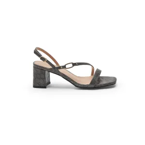 Grey Pointed Toe Block Heels