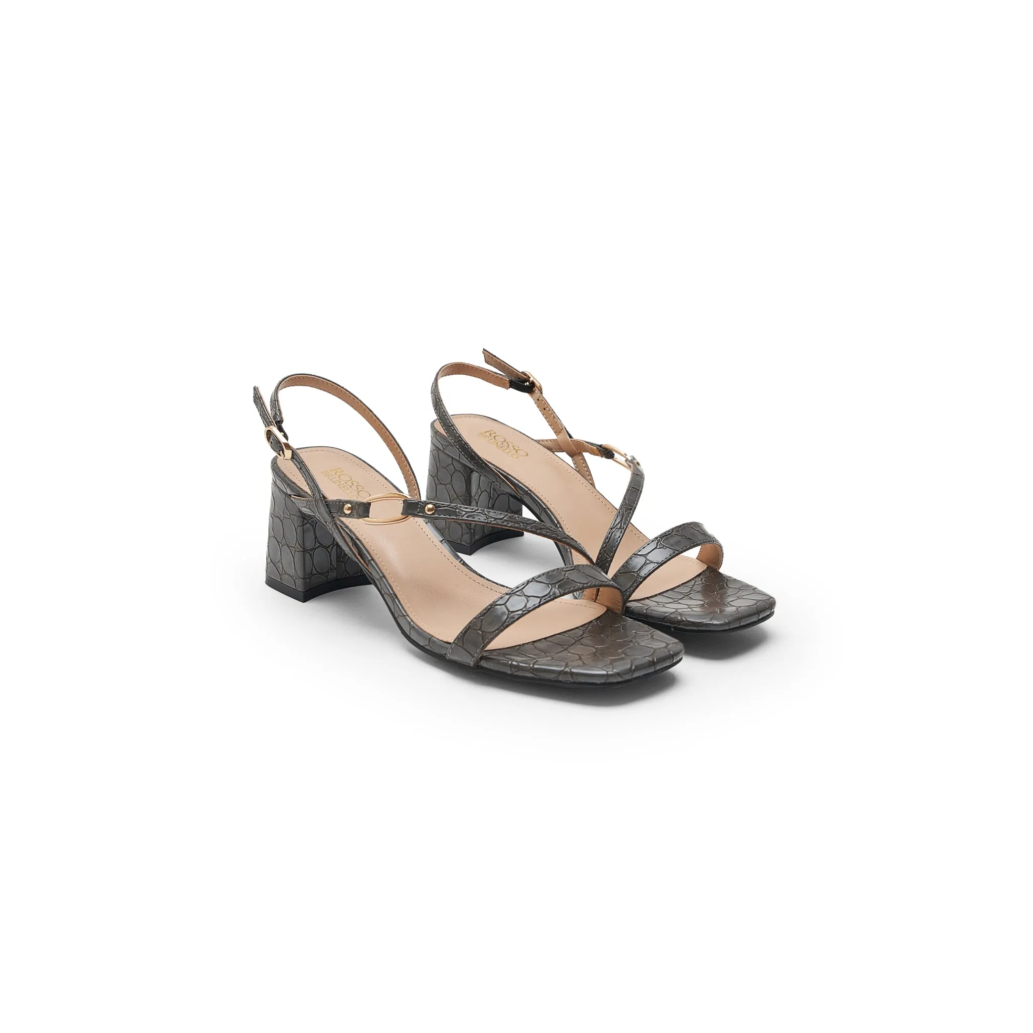 Grey Pointed Toe Block Heels