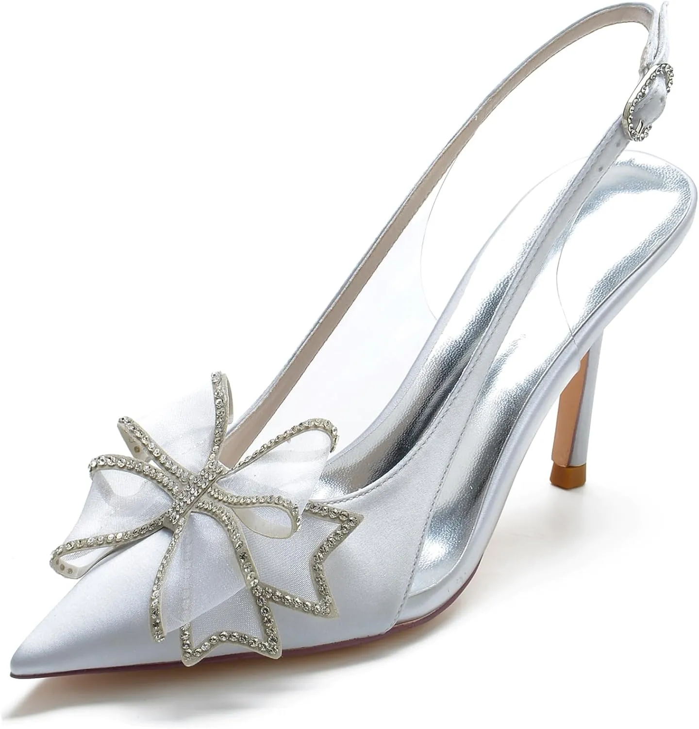 Hanfike Wedding Shoes Women Heels Slingback Almond Toe Formal Party Heels with Bows JY015