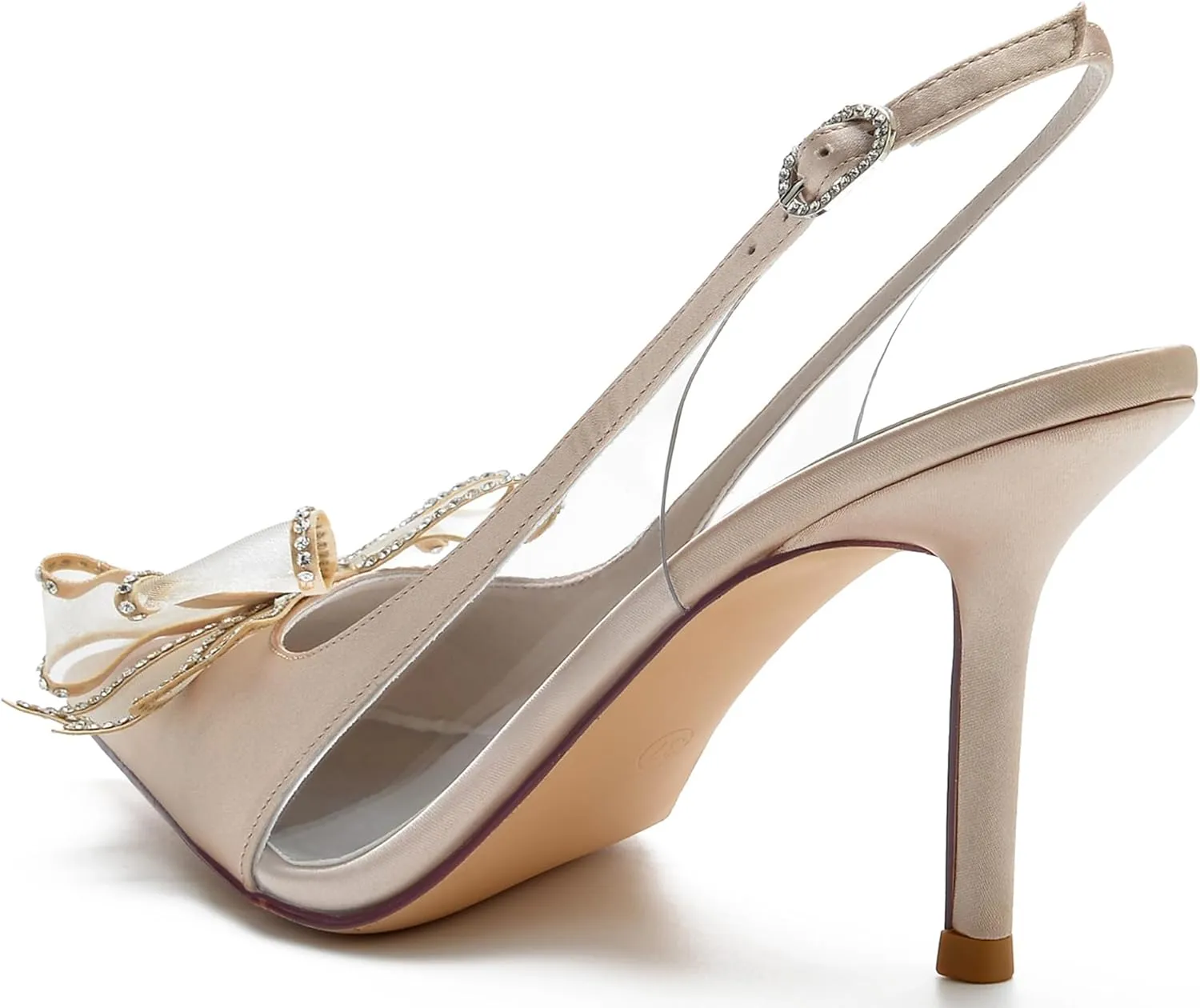 Hanfike Wedding Shoes Women Heels Slingback Almond Toe Formal Party Heels with Bows JY015