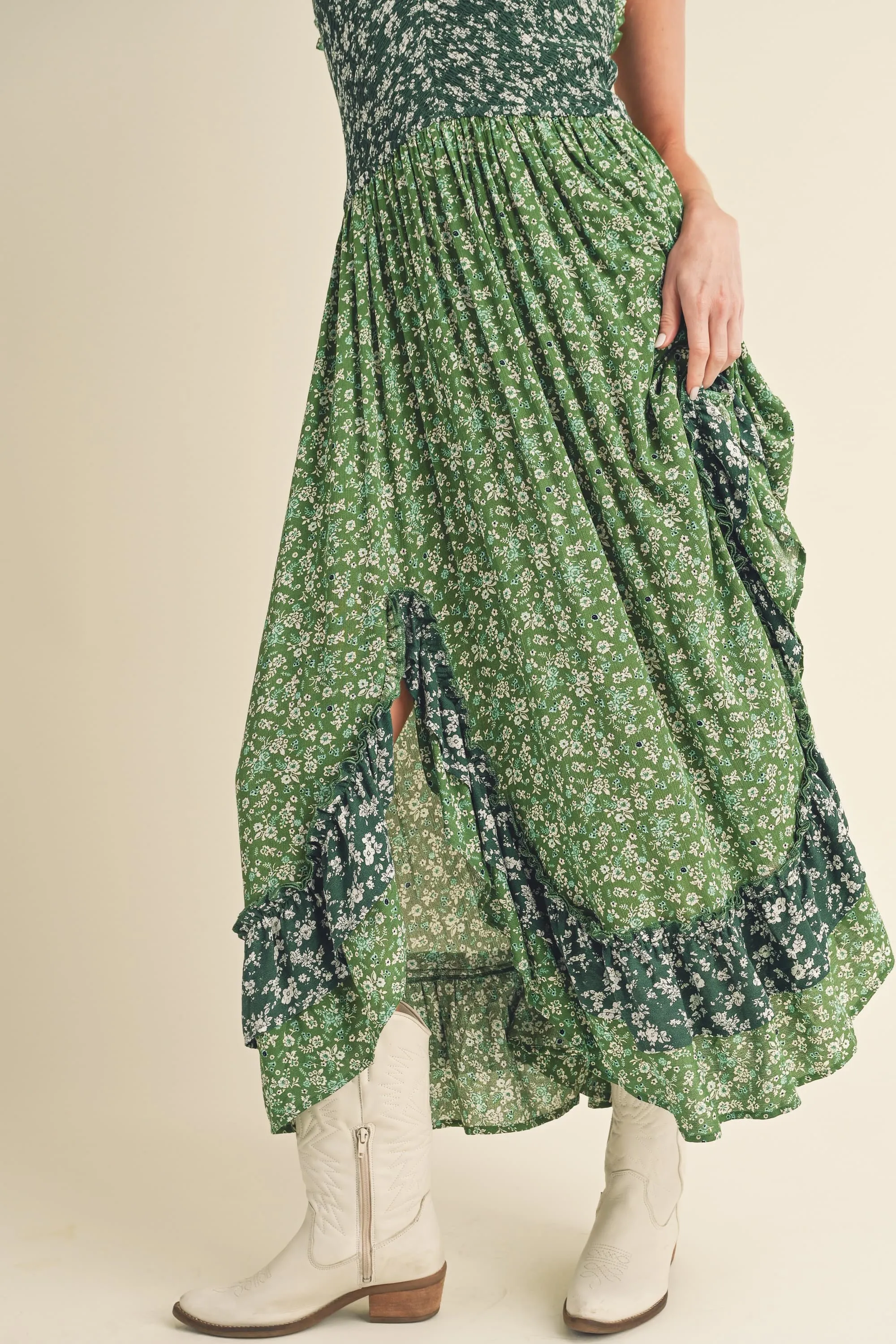 Hazel Blues® |  Aemi   Co Ditsy Floral Ruffled Hem Maxi Cami Dress