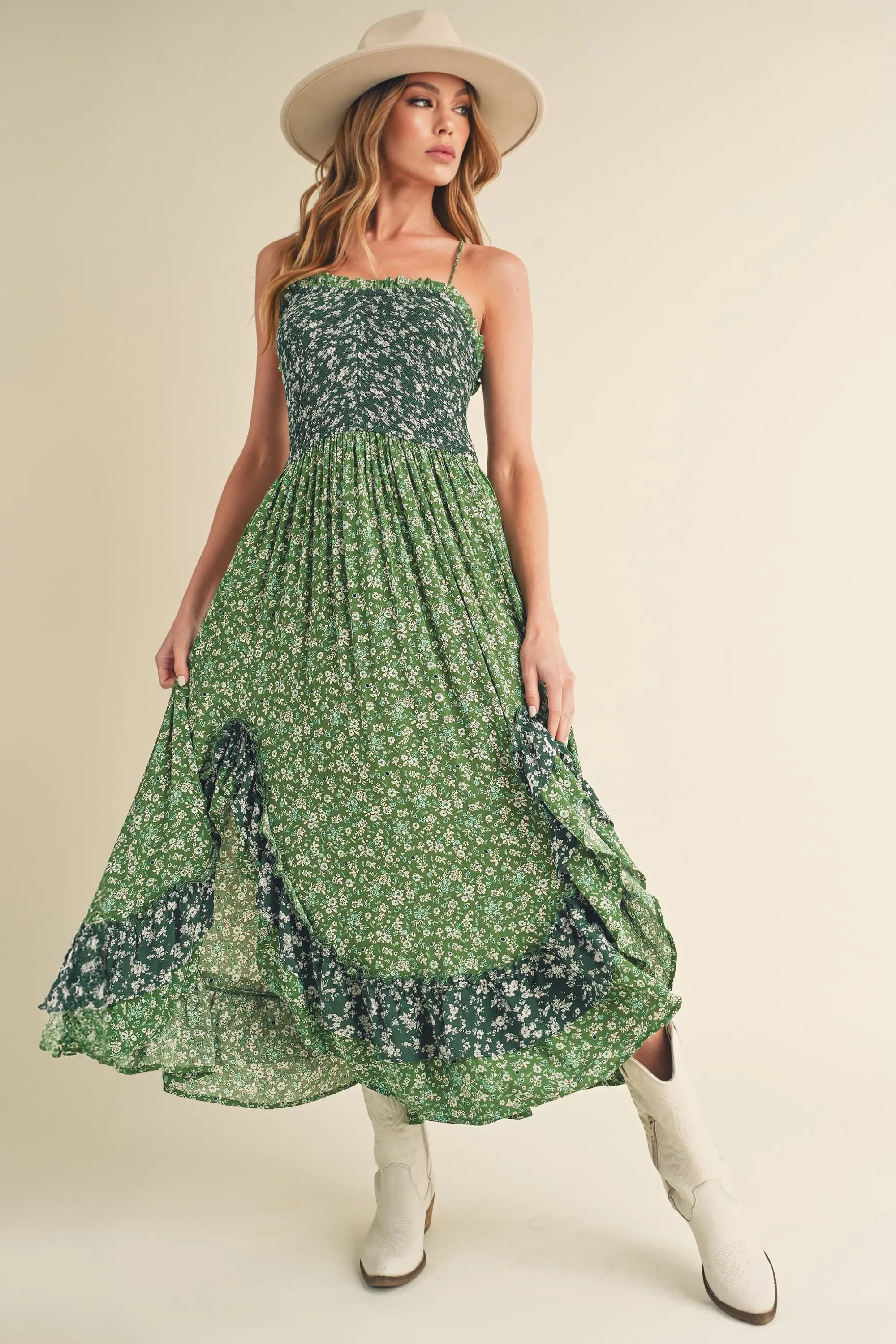 Hazel Blues® |  Aemi   Co Ditsy Floral Ruffled Hem Maxi Cami Dress