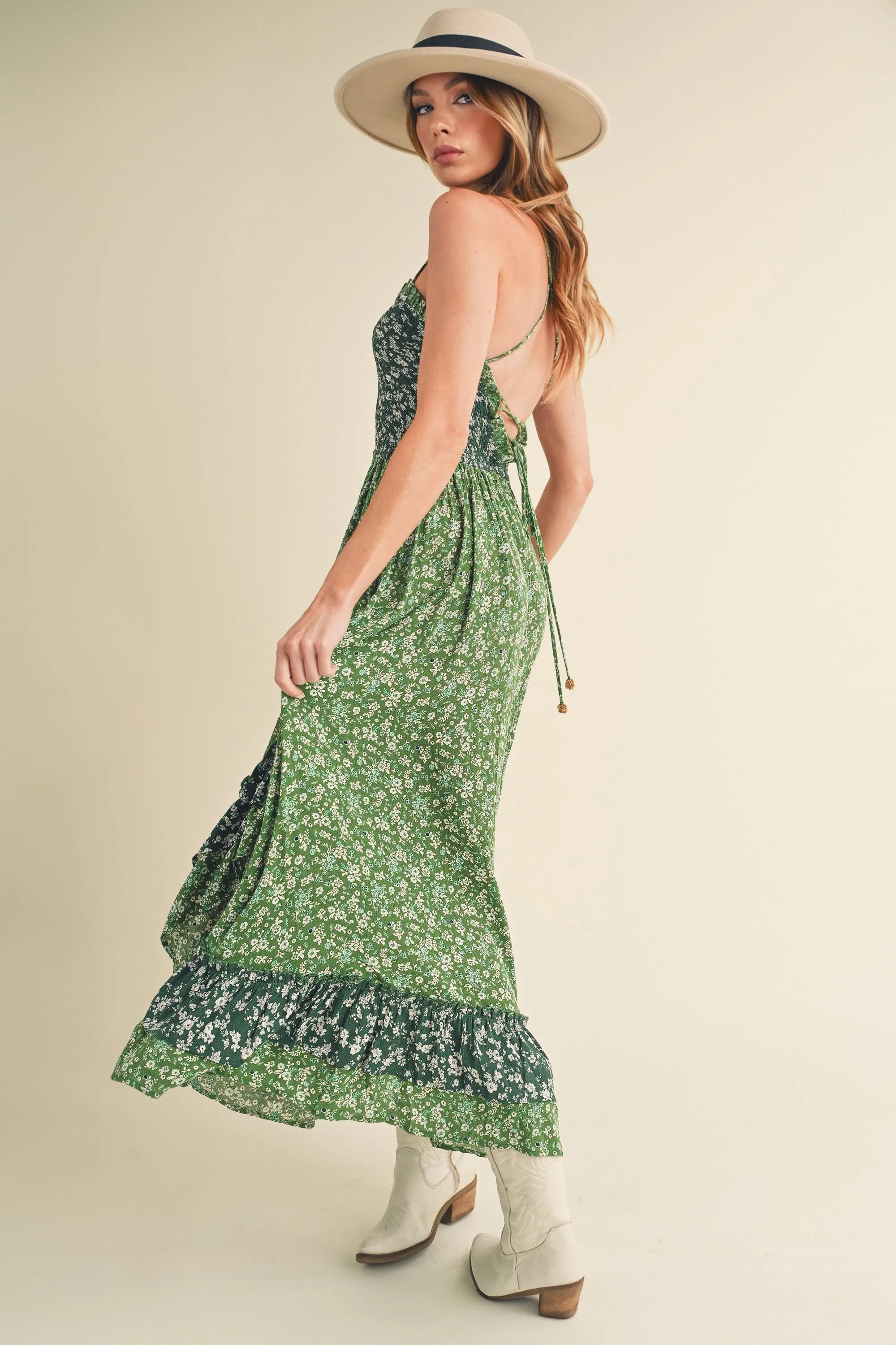 Hazel Blues® |  Aemi   Co Ditsy Floral Ruffled Hem Maxi Cami Dress