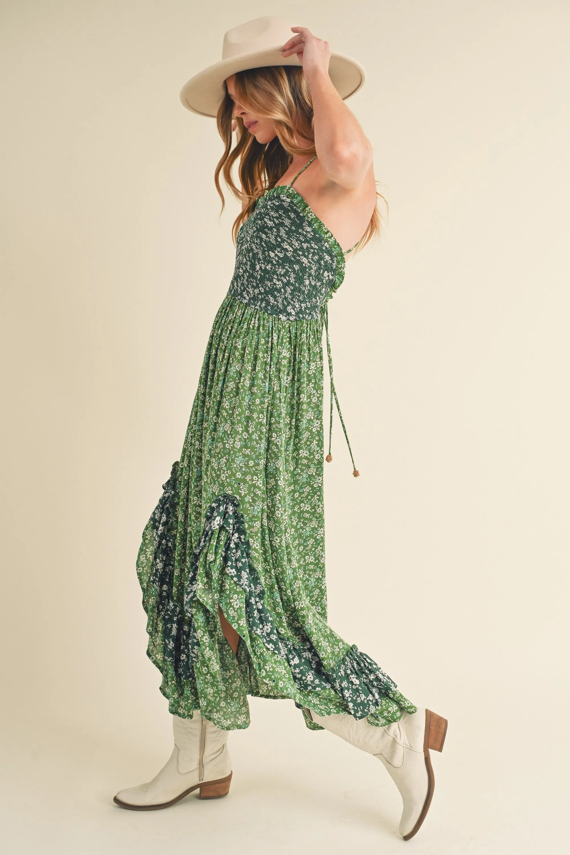 Hazel Blues® |  Aemi   Co Ditsy Floral Ruffled Hem Maxi Cami Dress
