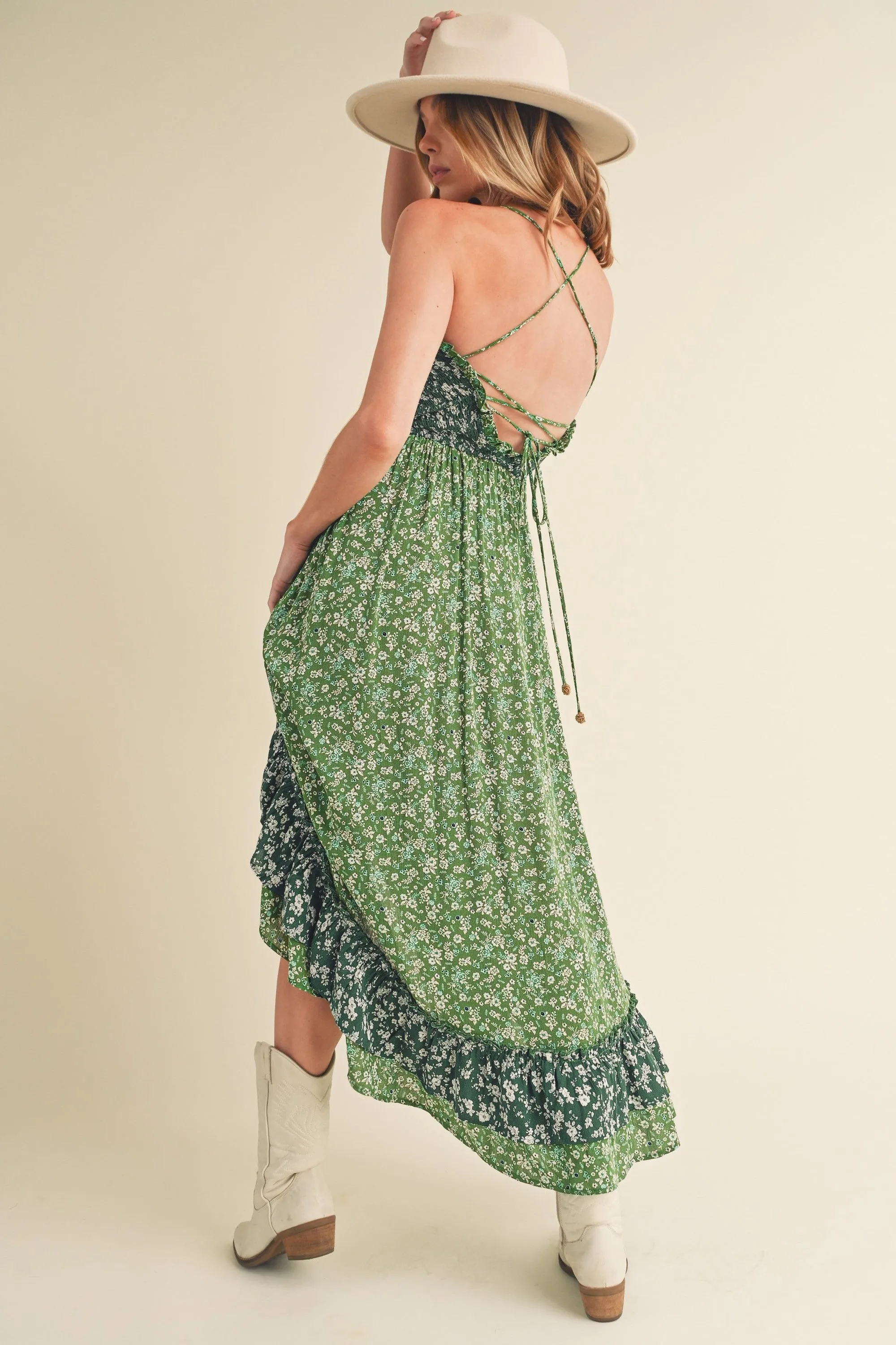 Hazel Blues® |  Aemi   Co Ditsy Floral Ruffled Hem Maxi Cami Dress