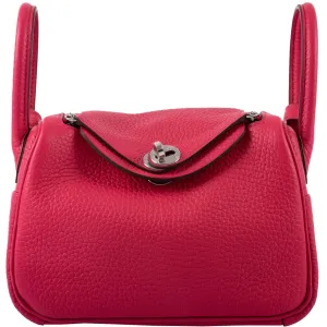 Hermès Mini Lindy 20 Rose Extreme Clemence Palladium Hardware