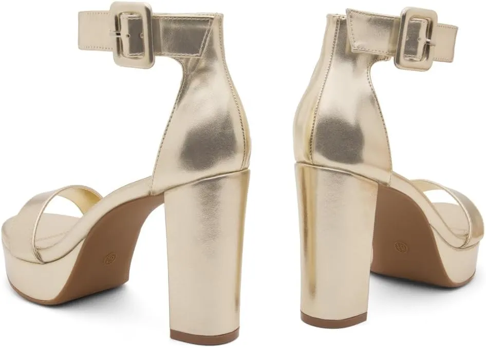 Herstyle Platform Heels for Women  4 Inch Chunky Block Heeled Sandals | Open Toe Dressy Strappy High Heels with Ankle Strap for Wedding, Prom, Graduation & 2025 Events