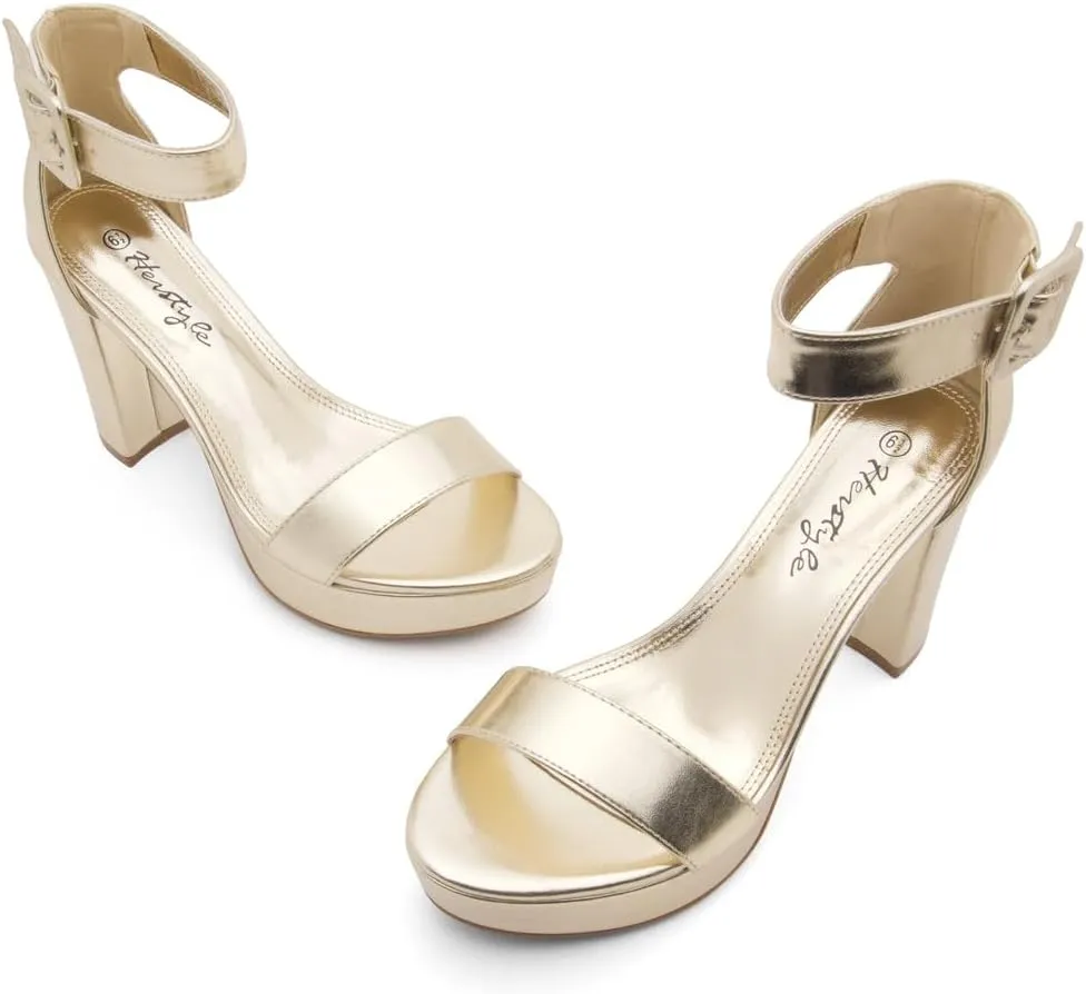 Herstyle Platform Heels for Women  4 Inch Chunky Block Heeled Sandals | Open Toe Dressy Strappy High Heels with Ankle Strap for Wedding, Prom, Graduation & 2025 Events