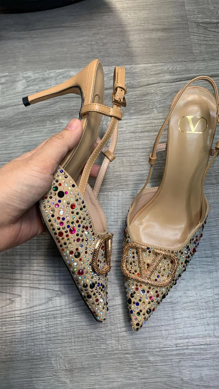 High Heeled Crystal Sandals For Women