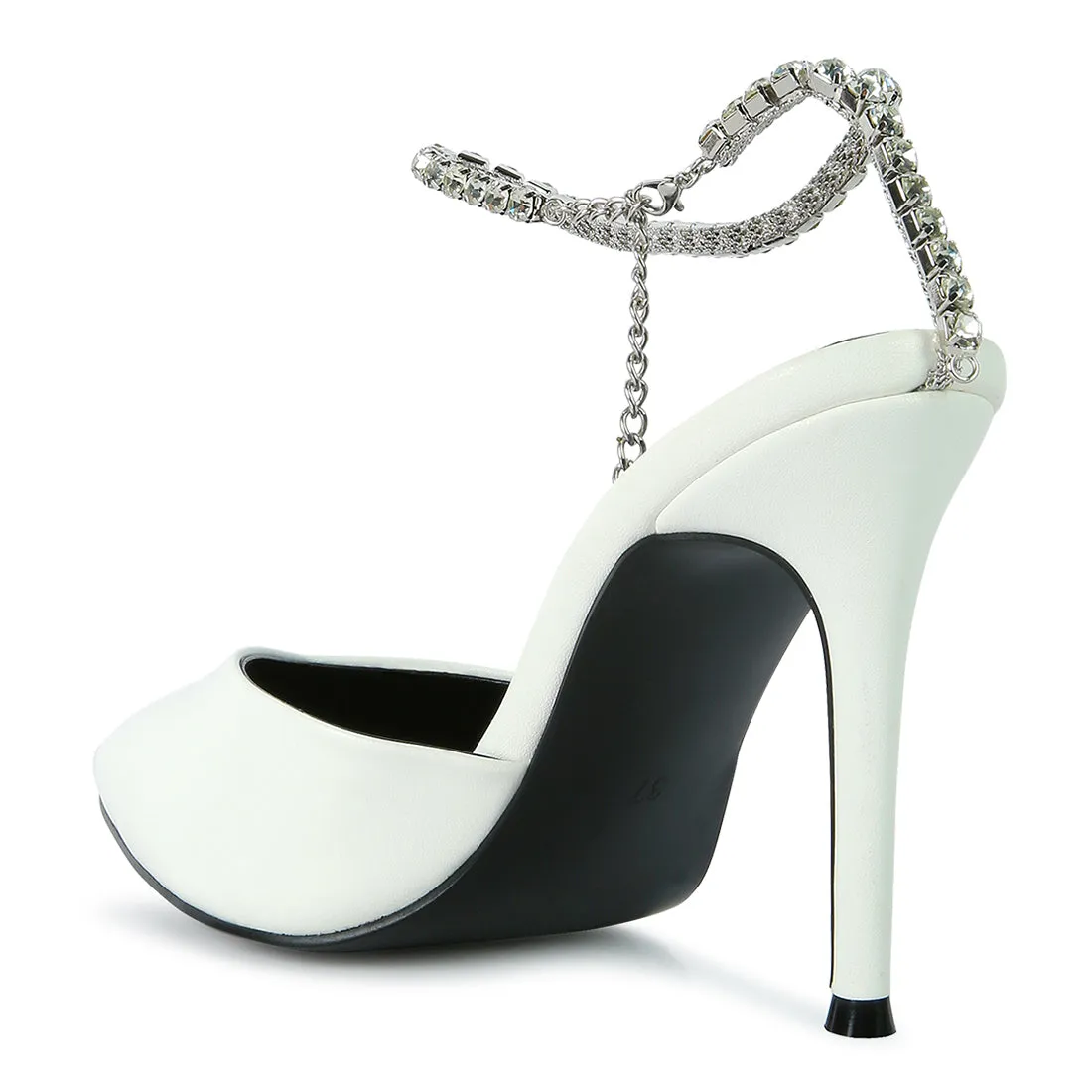 High Heeled Rhinestone Mule Sandals