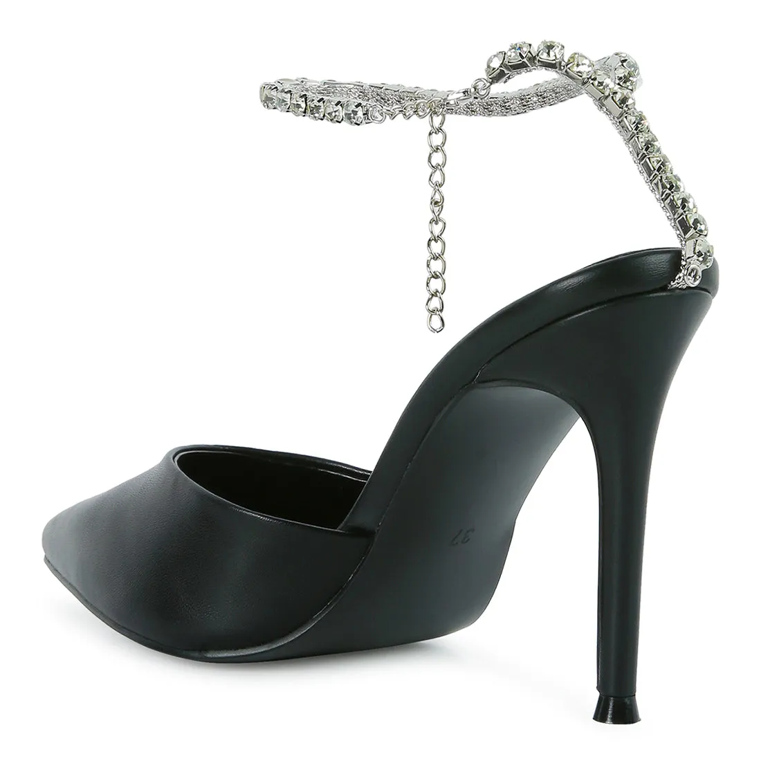 High Heeled Rhinestone Mule Sandals