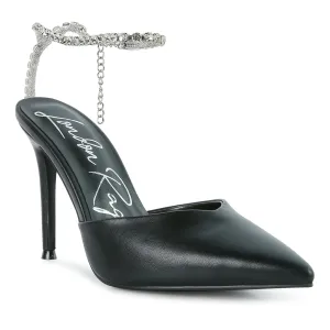 High Heeled Rhinestone Mule Sandals