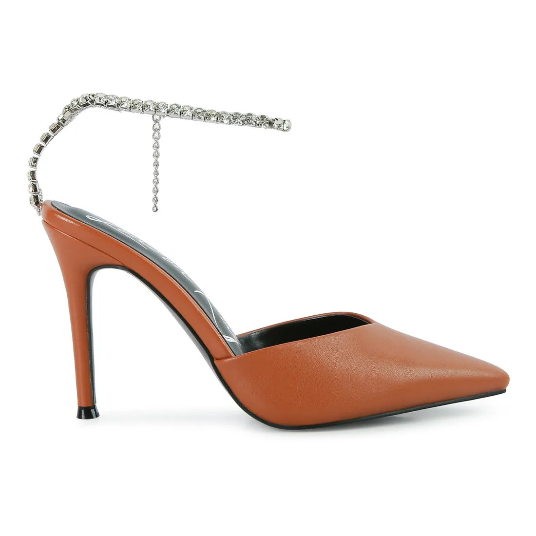 High Heeled Rhinestone Mule Sandals
