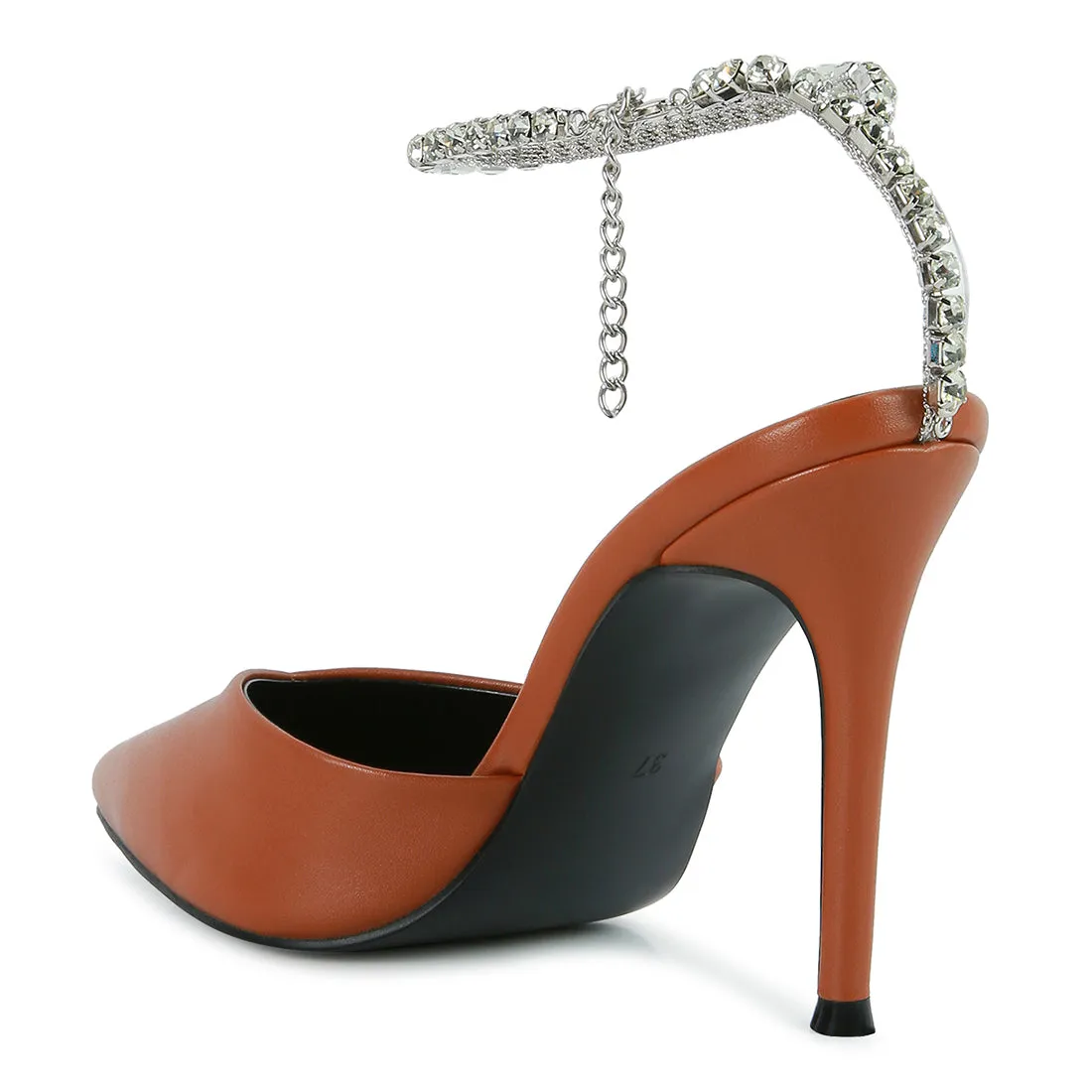 High Heeled Rhinestone Mule Sandals