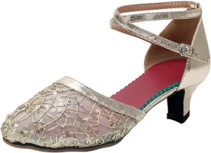 High Heels for Women 2025 T-Strap Dance Sandals Glitter Ballroom Shoes with Ankle Strap Wedding Party Pumps