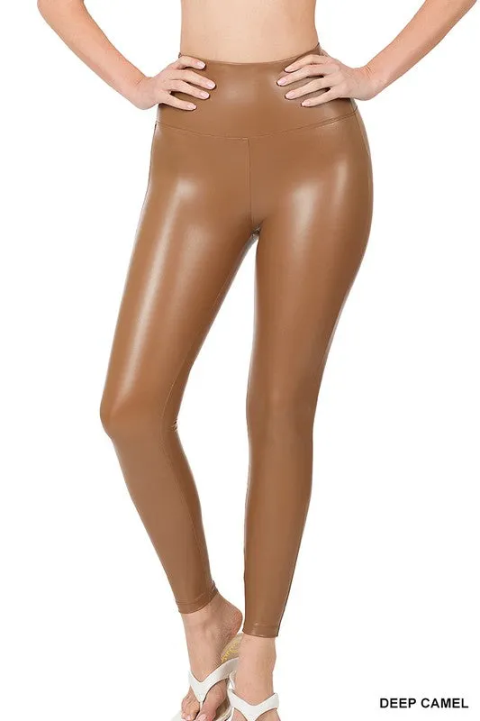 High Rise Faux Leather Leggings