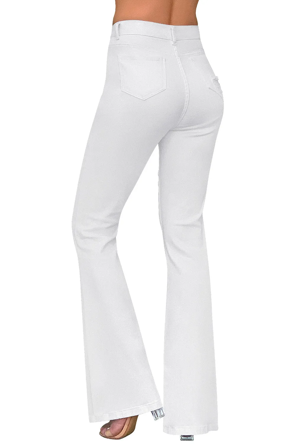 High Rise Ripped Raw Hemline Flare Jeans