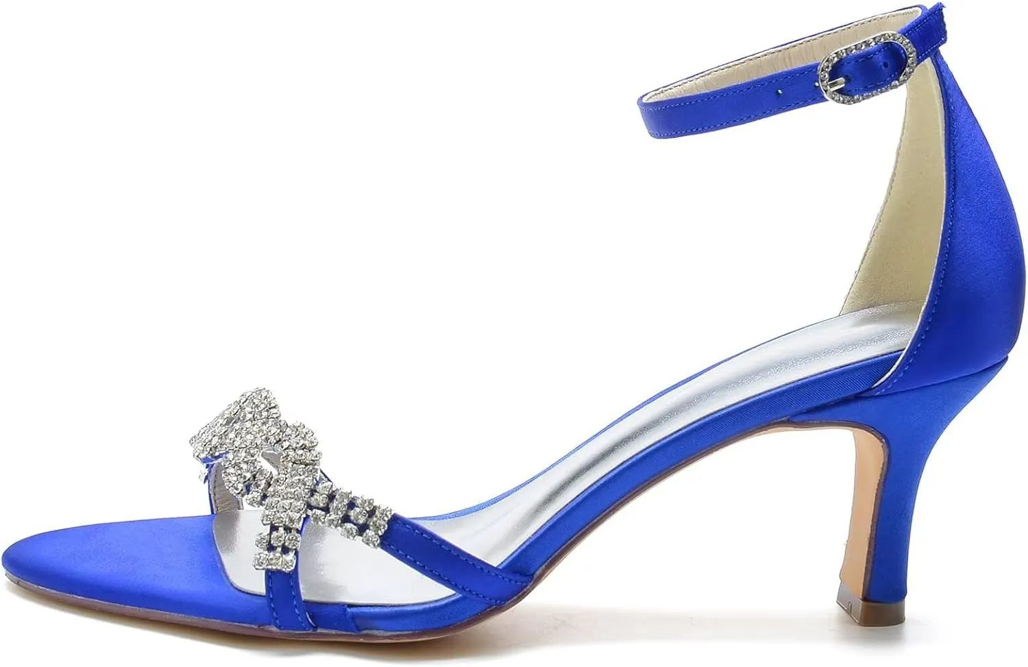 HNVAVQ Women's Sandals with Kitten Heel,Sparkly Rhinestones Elegant Strappy Party Heels with Ankle Strap,Summer Comfortable Sandals for Ladies Wedding Shoes for Bride