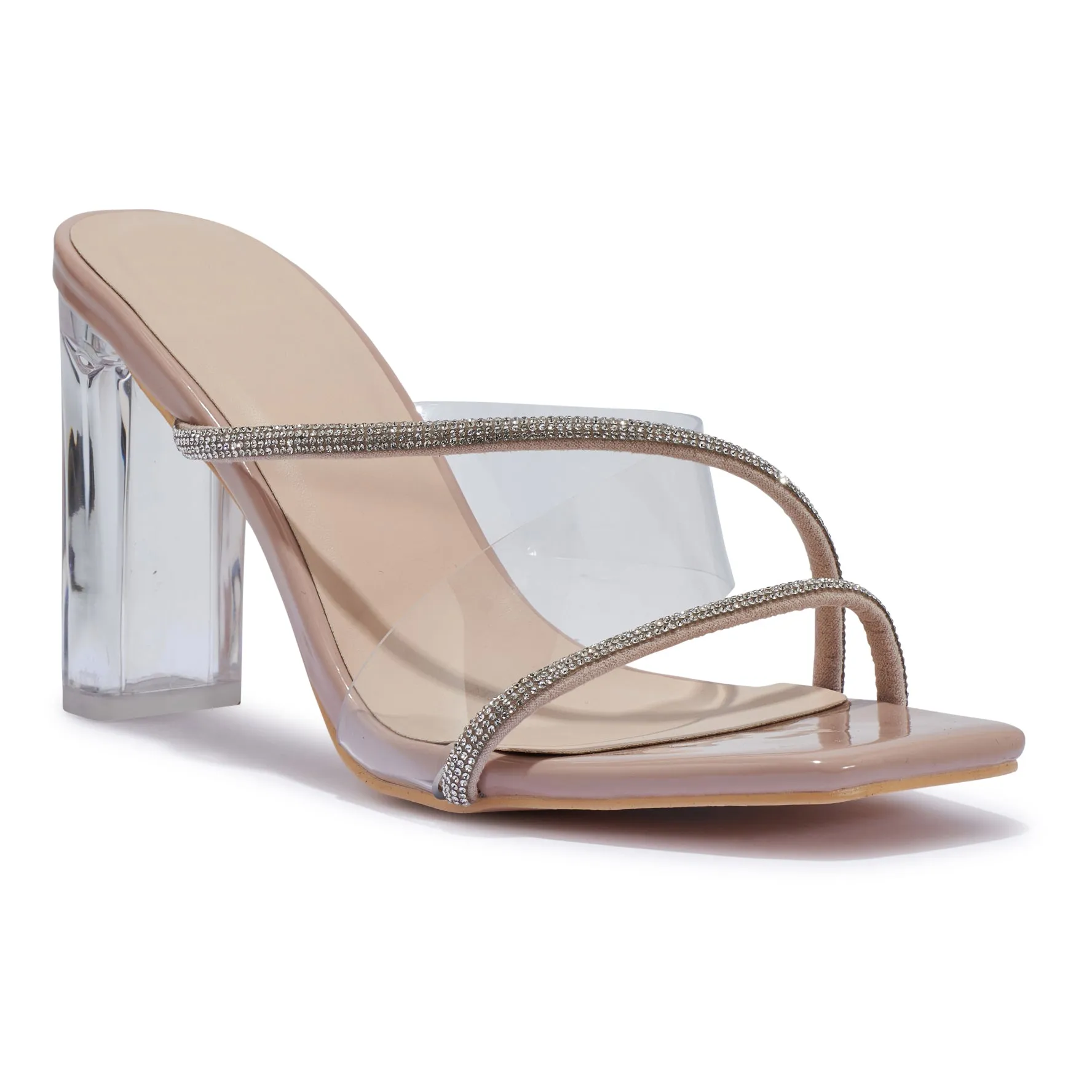 HOLMES4 – HOLMES4 DIAMANTE PERSPEX MULE WITH HEEL