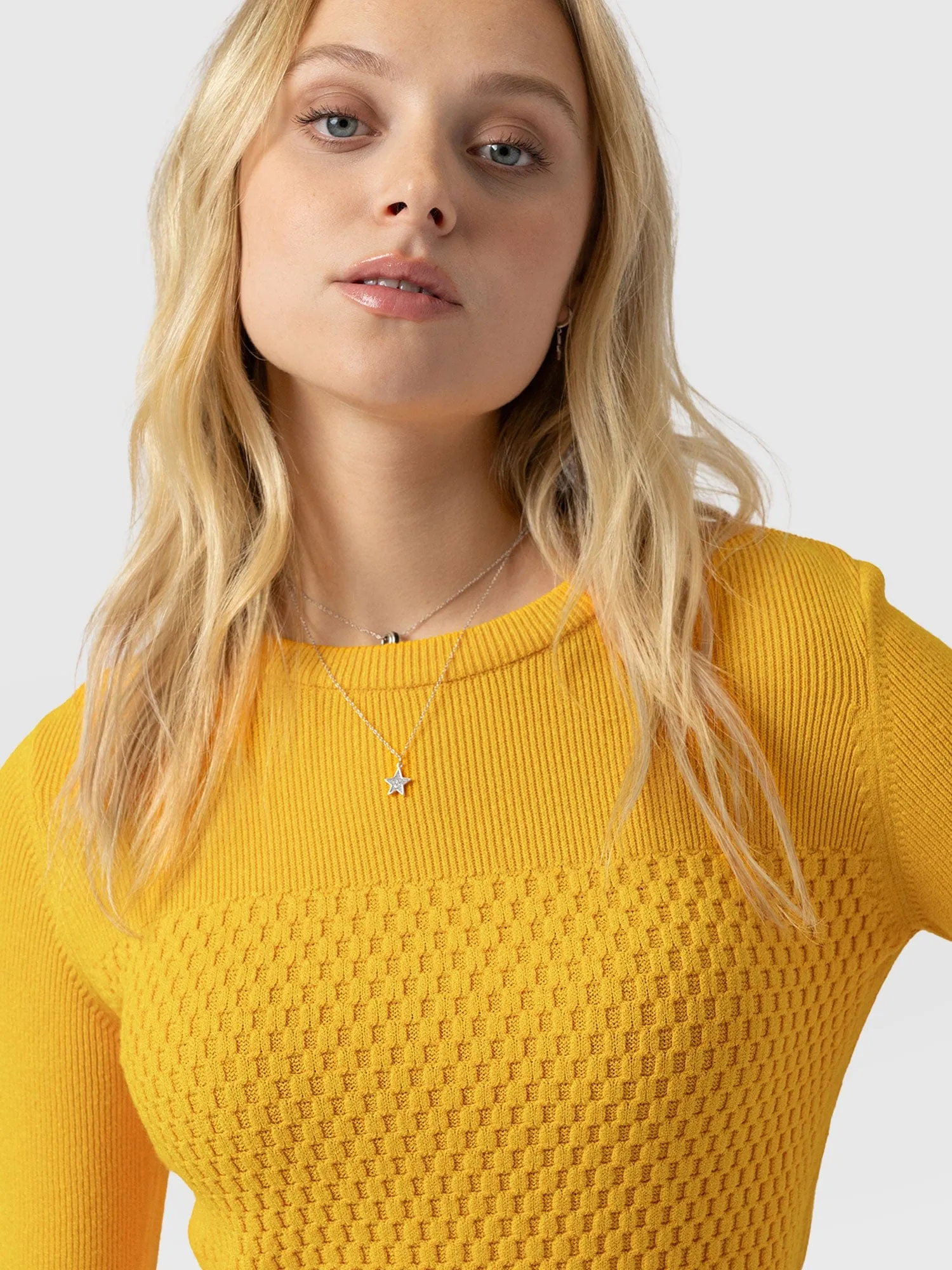 Honeycomb Rib Sweater - Yellow