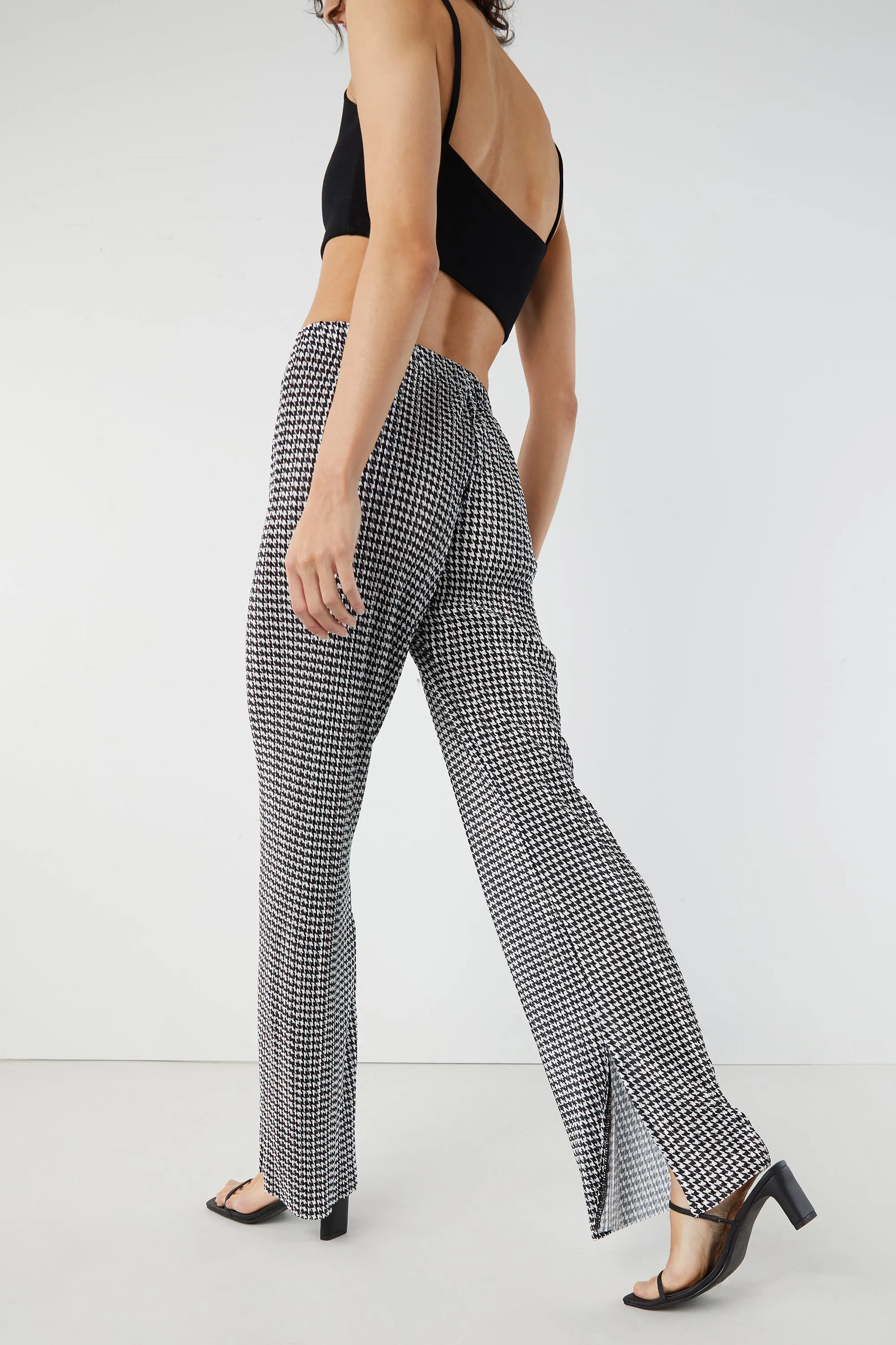 HOUNDSTOOTH PLEATED PANT