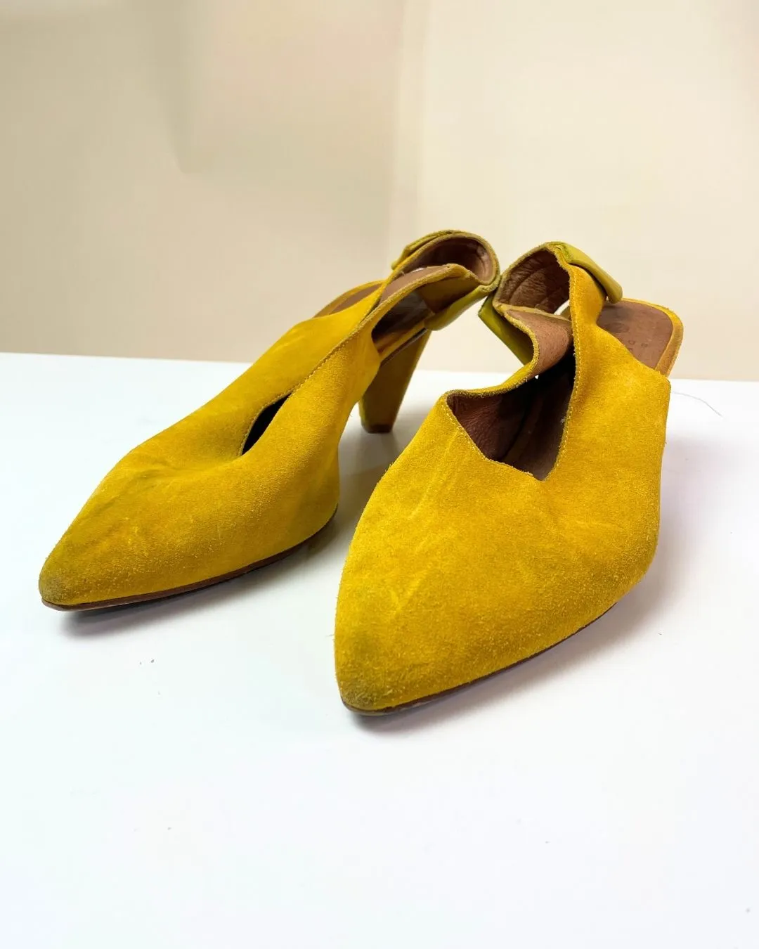 Hudson Yellow Suedue Heels Size 6