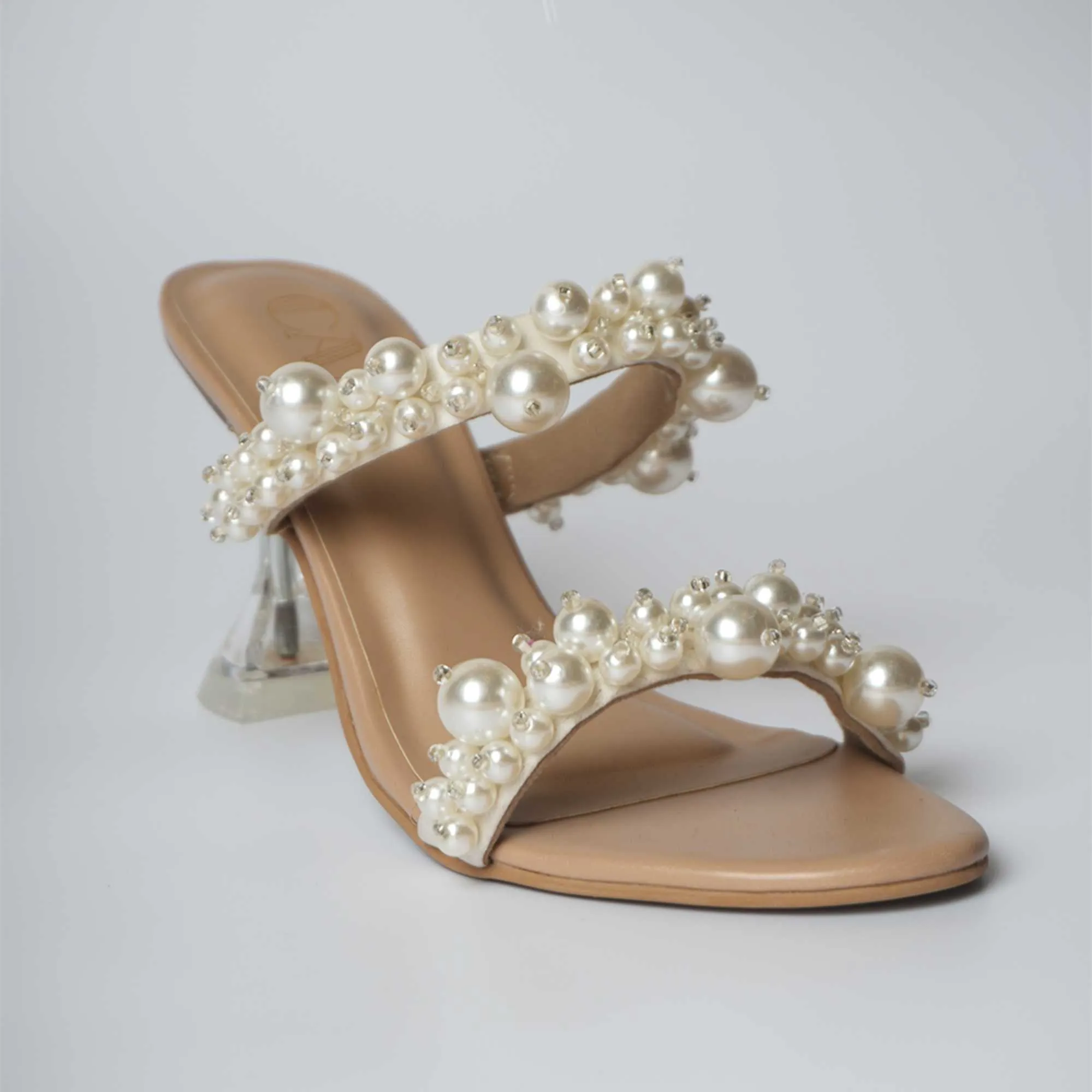 Iconic Dual Pearl Heels - Cream