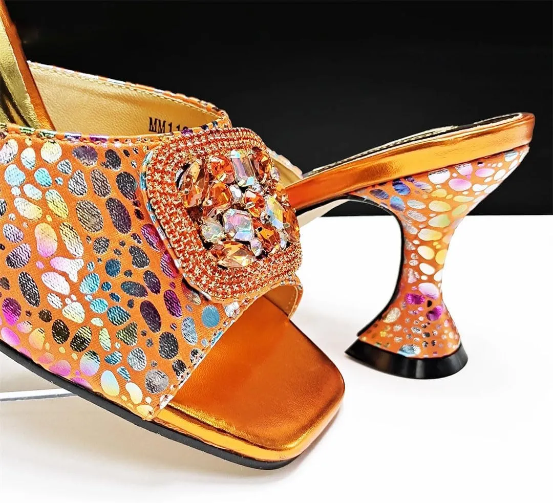 Italian-Made Bridal Heels with Rhinestone Clutch Set Womens Wedding Banquet Party Shoes