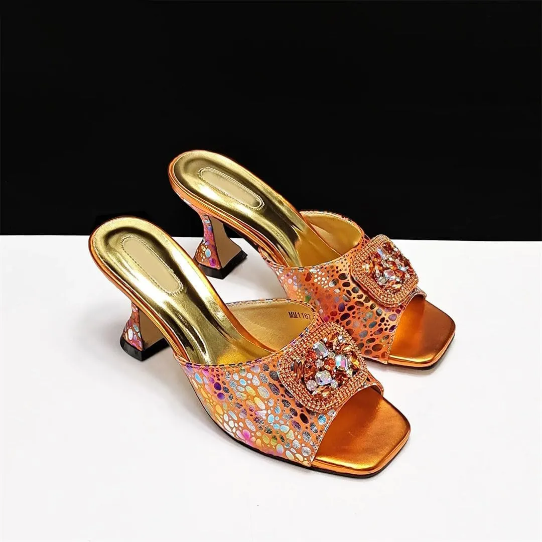 Italian-Made Bridal Heels with Rhinestone Clutch Set Womens Wedding Banquet Party Shoes