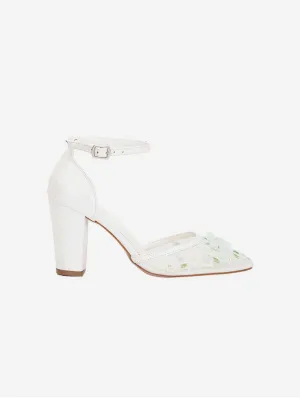 Ivy Vegan Leather & Floral Lace Wedding Shoes | Ivory & Green