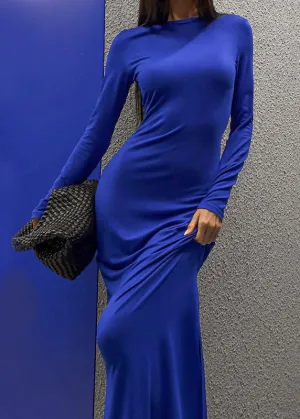 Ivyshape | Blue Long-Sleeve Maxi Dress