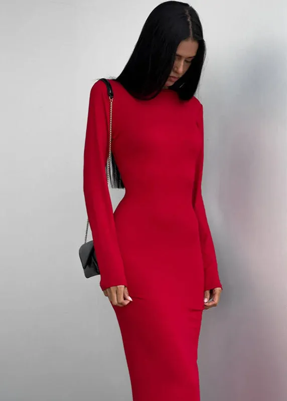 Ivyshape | Blue Long-Sleeve Maxi Dress