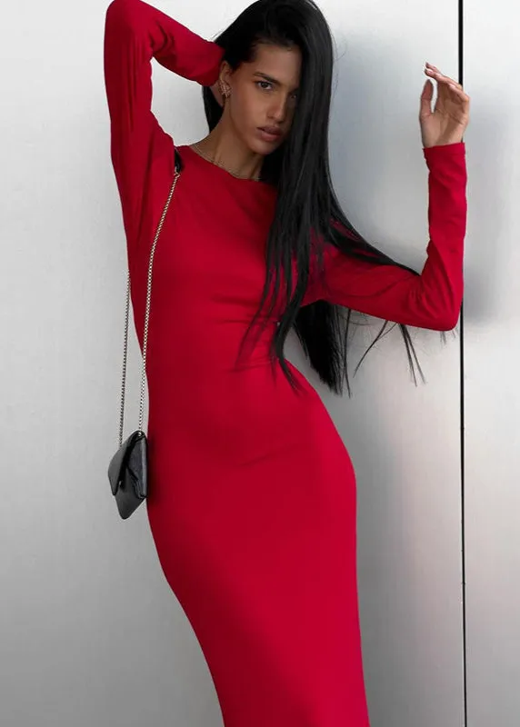 Ivyshape | Blue Long-Sleeve Maxi Dress