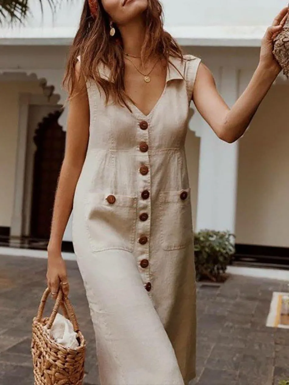 Ivyshape | Casual Button-Designed Dress for Women
