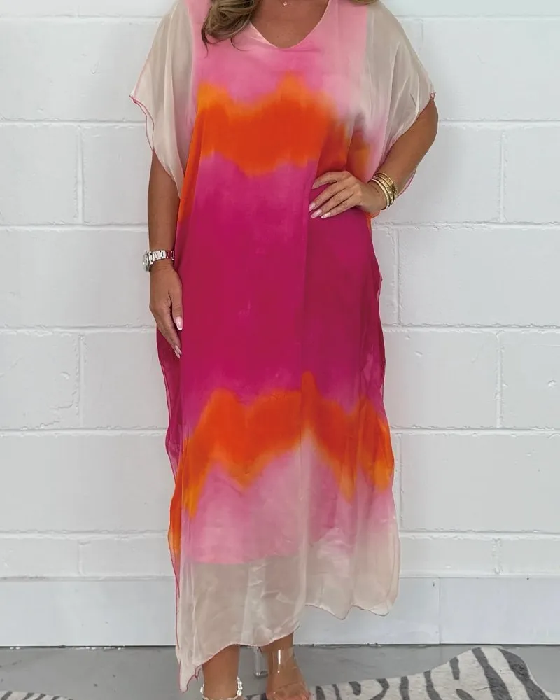Ivyshape | Chiffon Maxi Dip Dye Dress