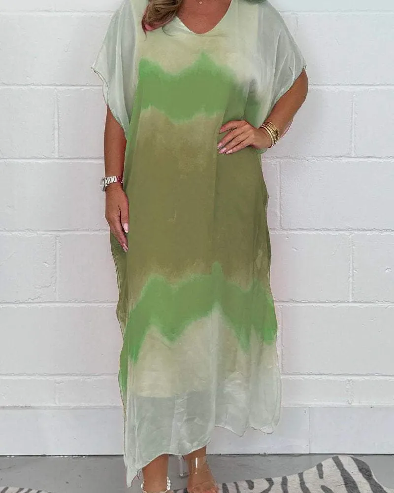 Ivyshape | Chiffon Maxi Dip Dye Dress