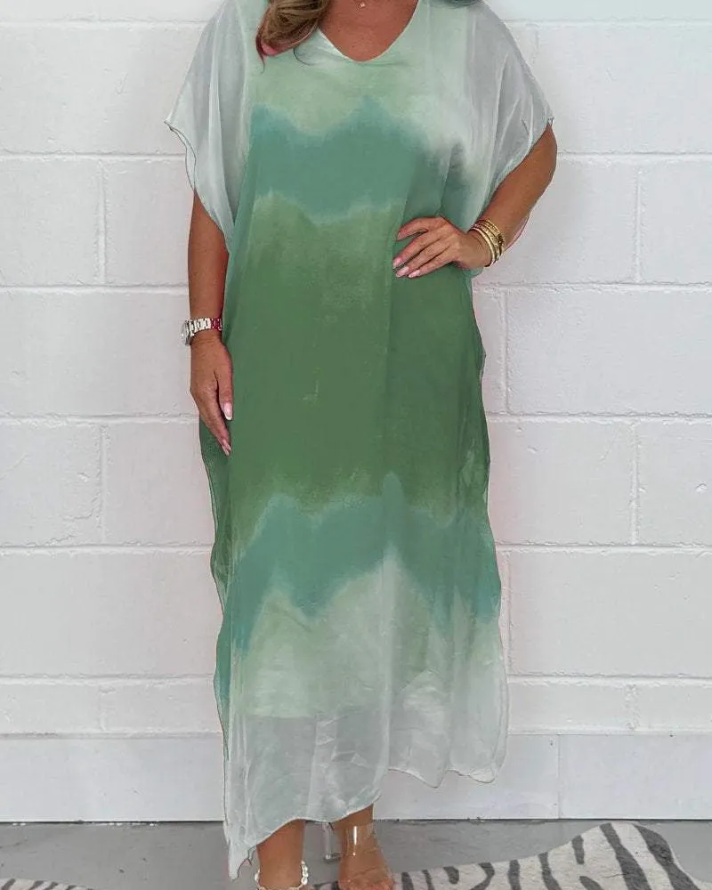 Ivyshape | Chiffon Maxi Dip Dye Dress