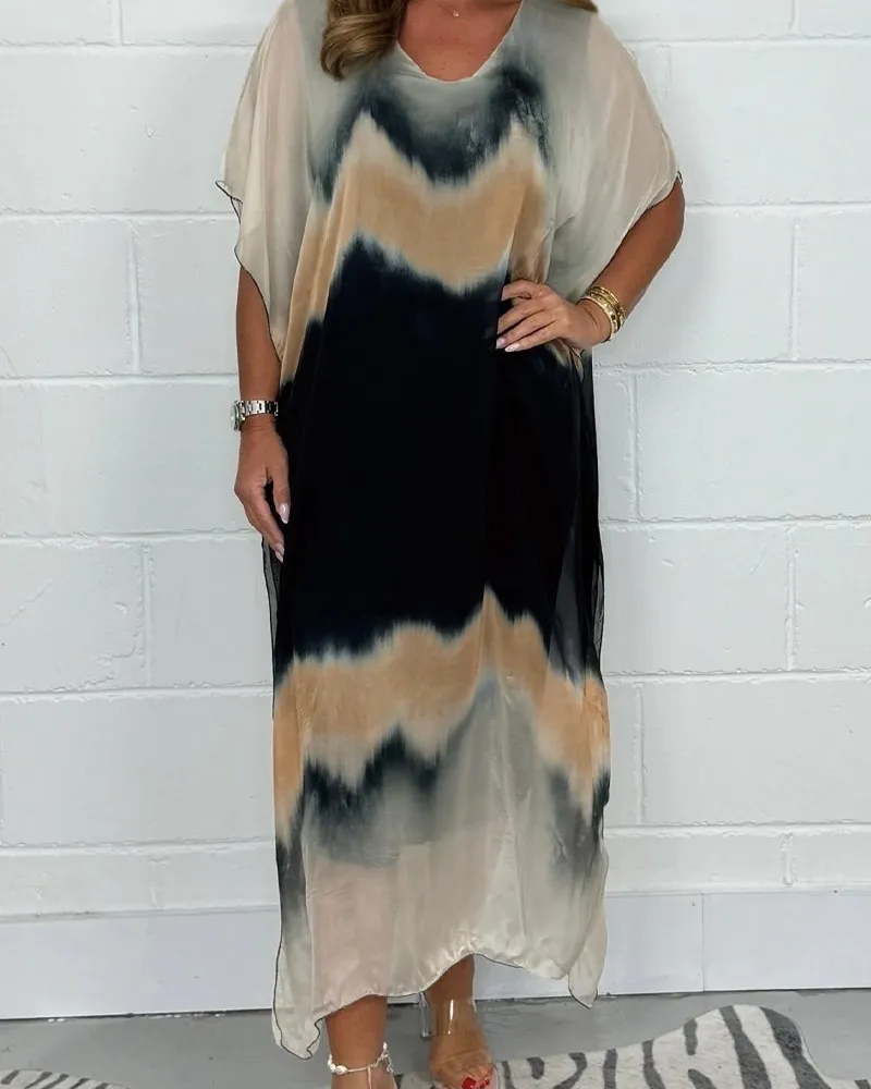 Ivyshape | Chiffon Maxi Dip Dye Dress