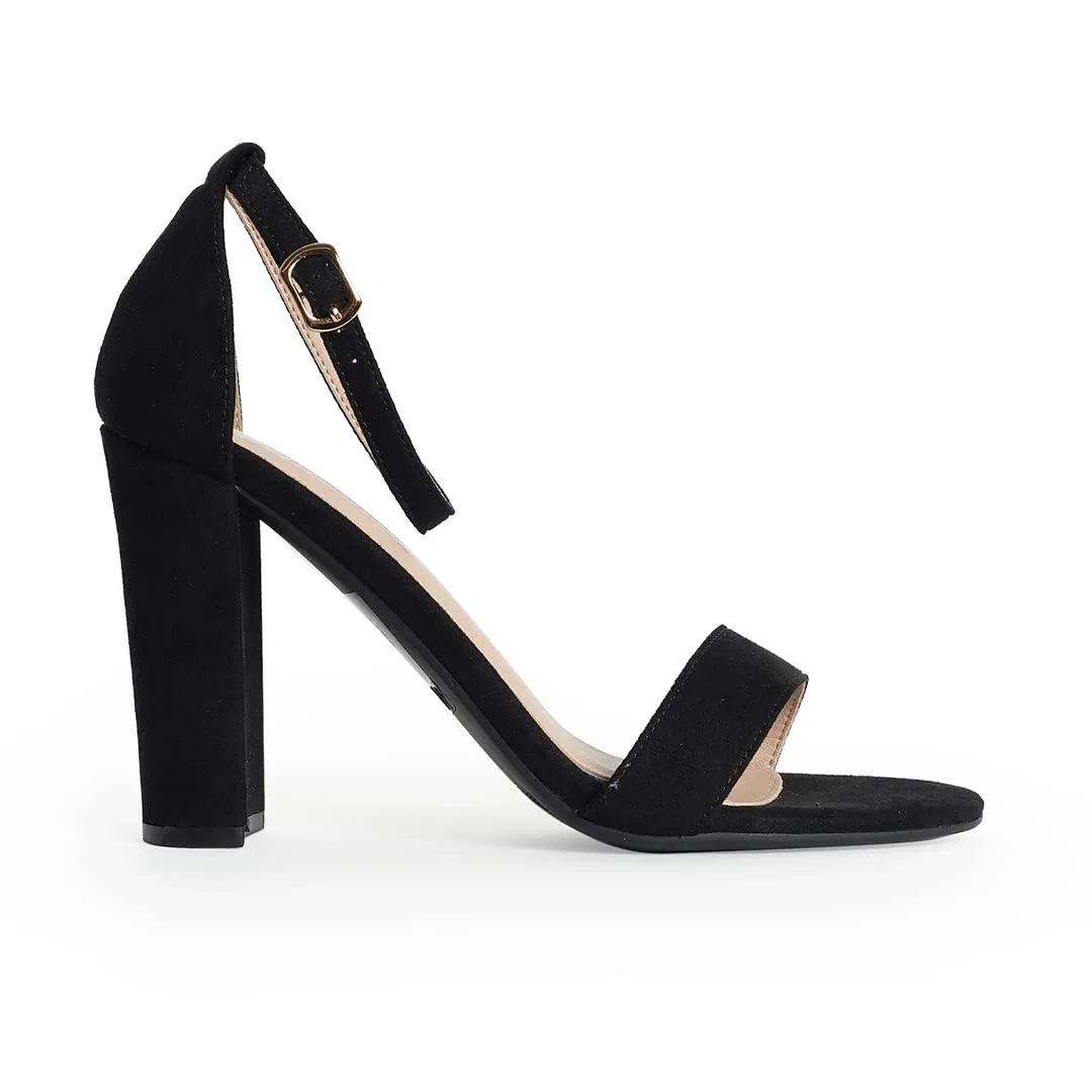 J. Adams Shirley Black Suede Ankle Strap High Heel Dressy Heeled Sandals