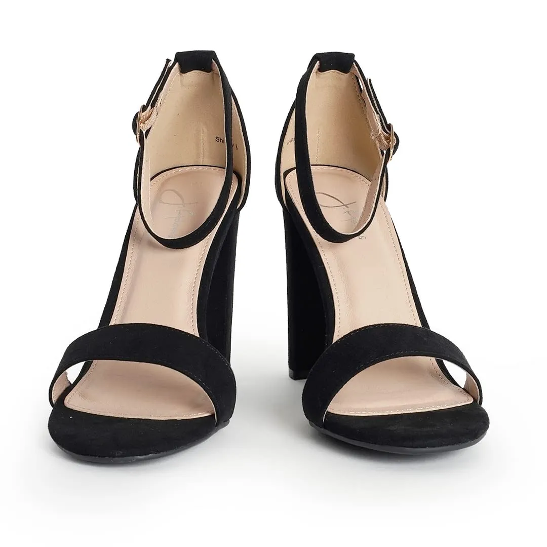 J. Adams Shirley Black Suede Ankle Strap High Heel Dressy Heeled Sandals