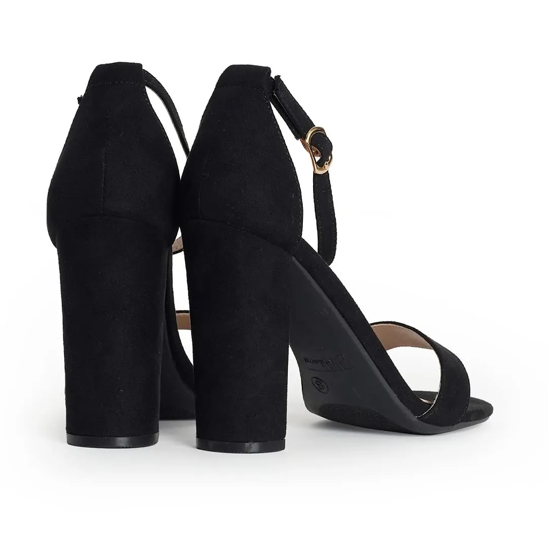 J. Adams Shirley Black Suede Ankle Strap High Heel Dressy Heeled Sandals